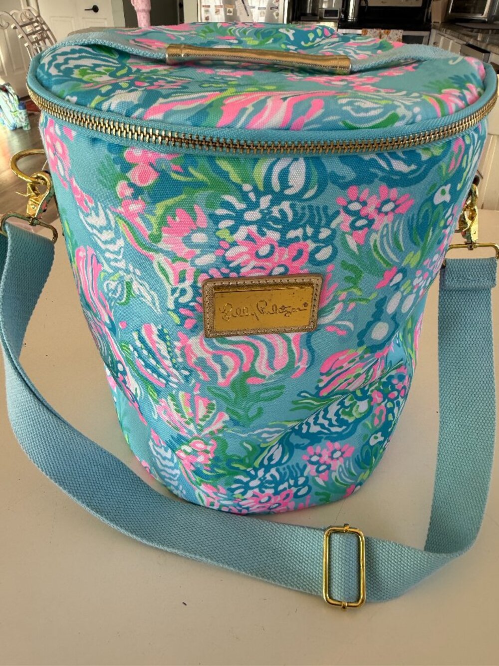 Lilly Pulitzer Round Beach / Beverage Cooler Kaleidoscope Coral - VGUC